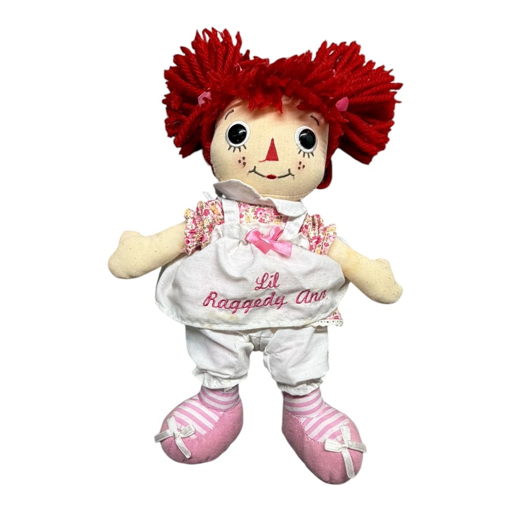 Aurora Lil Raggedy Ann 12" Plush Rag Doll Red Yarn Hair Floral Dress 2013